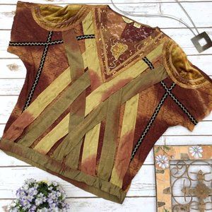 Vintage Mixed Materials Art To Wear Tunic Top